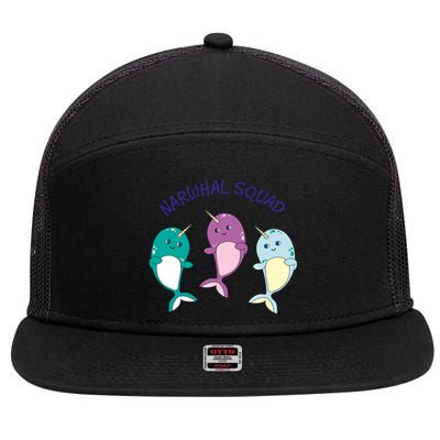 Cool Narwhal Squad Gift Great Gift Funny Birthday Gift 7 Panel Mesh Trucker Snapback Hat