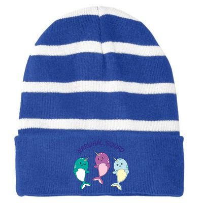 Cool Narwhal Squad Gift Great Gift Funny Birthday Gift Striped Beanie with Solid Band