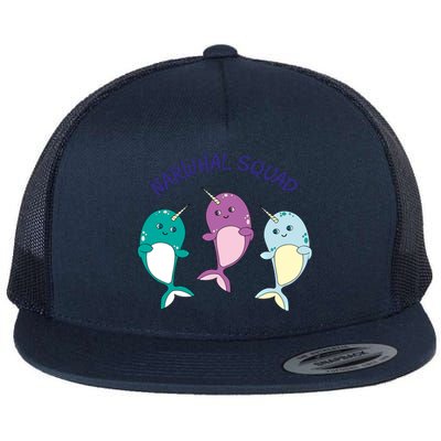 Cool Narwhal Squad Gift Great Gift Funny Birthday Gift Flat Bill Trucker Hat