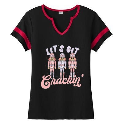 Christmas Nutcracker Squad Lets Get Crackin Ballet Ladies Halftime Notch Neck Tee