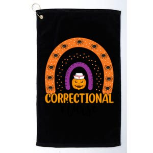 Correctional Nurse Spooky Halloween Pumpkin Rainbow Nursing Gift Platinum Collection Golf Towel