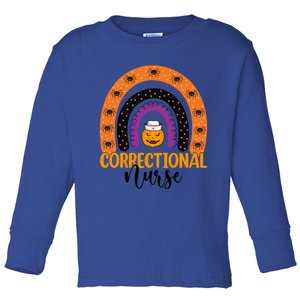 Correctional Nurse Spooky Halloween Pumpkin Rainbow Nursing Gift Toddler Long Sleeve Shirt