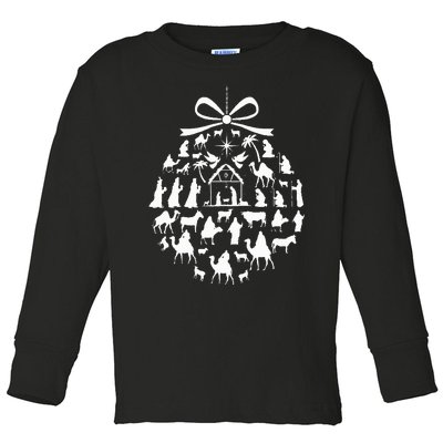 christmas nativity scene ornament  Toddler Long Sleeve Shirt