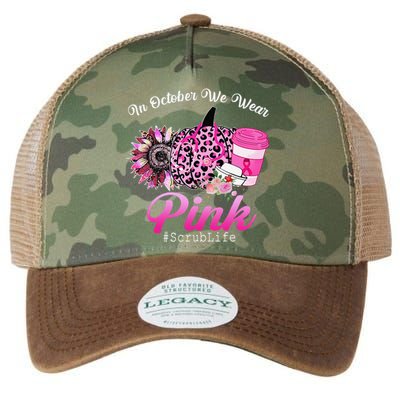 Cute Nurse Scrub Life In October We Wear Pin.K Breast Cancer Legacy Tie Dye Trucker Hat