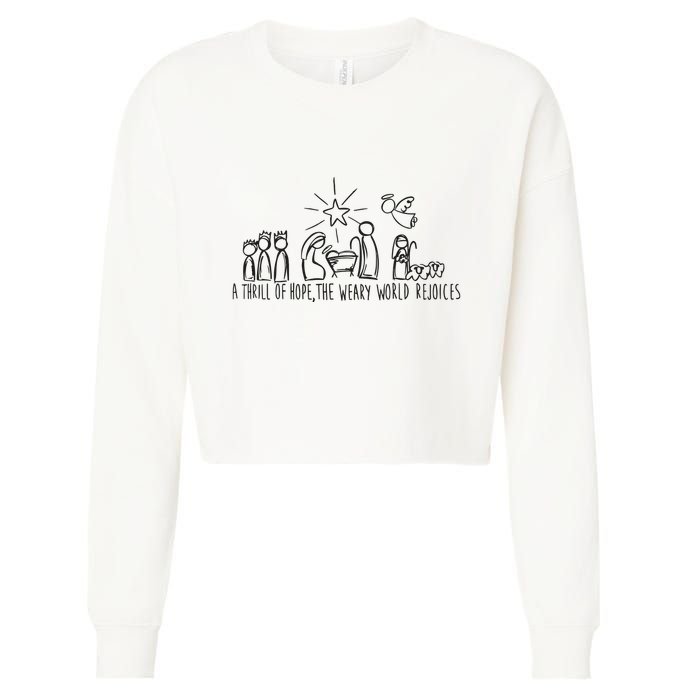 Christian Nativity Scene Cropped Pullover Crew