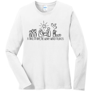 Christian Nativity Scene Ladies Long Sleeve Shirt