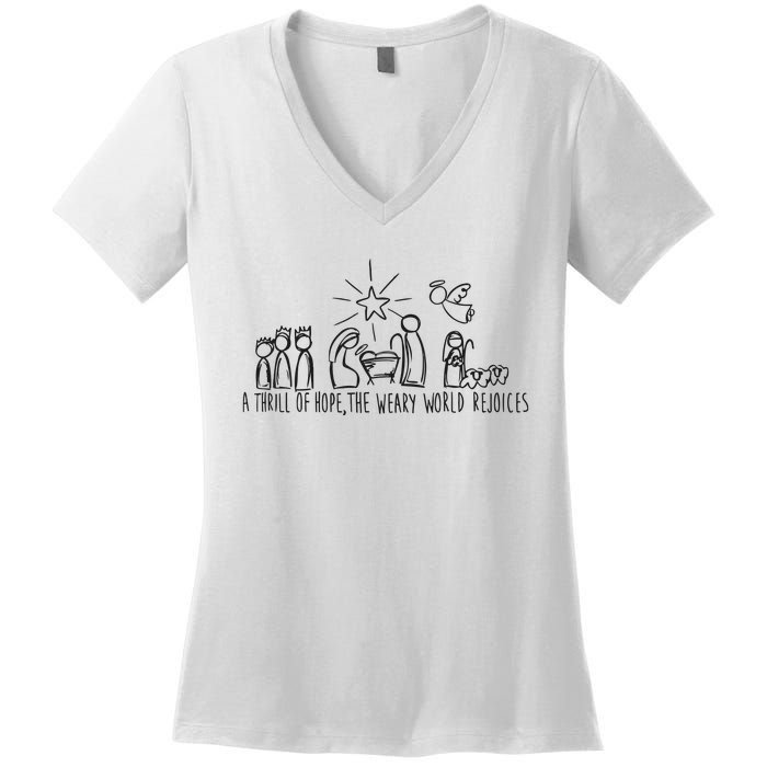 Christian Nativity Scene Women's V-Neck T-Shirt