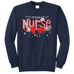 Ccu Nurse Stethoscope Coquette Bow Heart Valentine Nursing Tall Sweatshirt