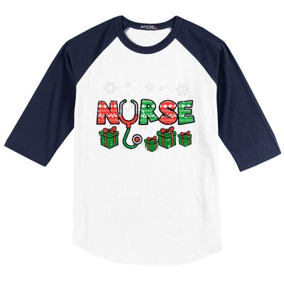 Christmas Nurse Stethoscope Xmas Nursing Scrub Top RN Baseball Sleeve Shirt