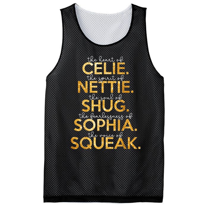 Celie Nettie Shug Sophia Squeak Mesh Reversible Basketball Jersey Tank