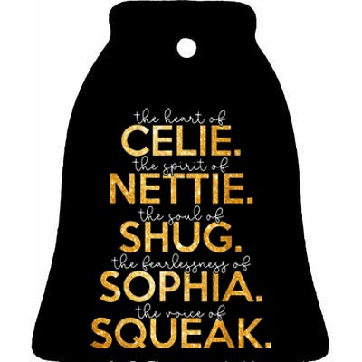 Celie Nettie Shug Sophia Squeak Ceramic Bell Ornament