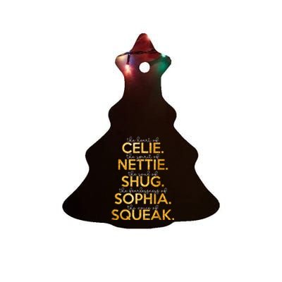 Celie Nettie Shug Sophia Squeak Ceramic Tree Ornament