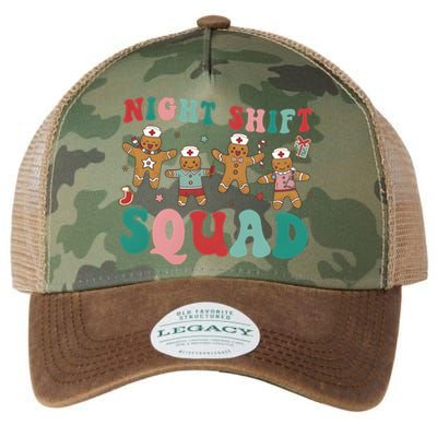 Christmas Night Shift Squad Funny Xmas Squad Gingerbread Cookie Legacy Tie Dye Trucker Hat