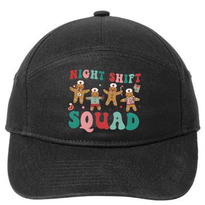 Christmas Night Shift Squad Funny Xmas Squad Gingerbread Cookie 7-Panel Snapback Hat