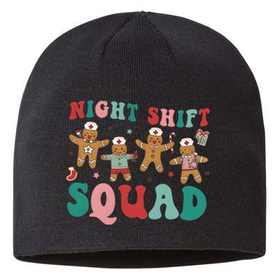 Christmas Night Shift Squad Funny Xmas Squad Gingerbread Cookie Sustainable Beanie