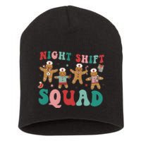 Christmas Night Shift Squad Funny Xmas Squad Gingerbread Cookie Short Acrylic Beanie