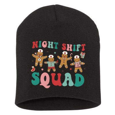 Christmas Night Shift Squad Funny Xmas Squad Gingerbread Cookie Short Acrylic Beanie