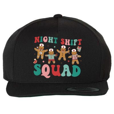 Christmas Night Shift Squad Funny Xmas Squad Gingerbread Cookie Wool Snapback Cap