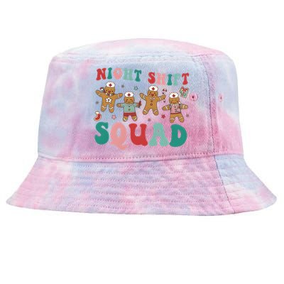 Christmas Night Shift Squad Funny Xmas Squad Gingerbread Cookie Tie-Dyed Bucket Hat