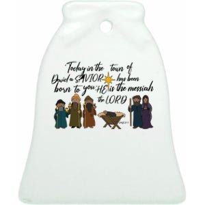 Christmas Nativity Scene Christian Women Jesus Ceramic Bell Ornament