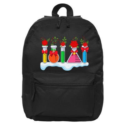 Chemistry Nerd Science Lover Test Tube Flower Bow Christmas 16 in Basic Backpack