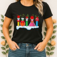 Chemistry Nerd Science Lover Test Tube Flower Bow Christmas Womens T-Shirt