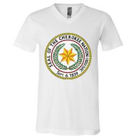 CHEROKEE NATION SEAL NATIVE AMERICAN INDIAN HONOR ROOTS V-Neck T-Shirt