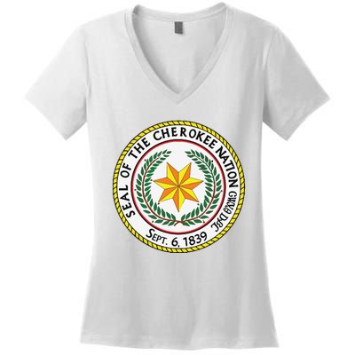 CHEROKEE NATION SEAL NATIVE AMERICAN INDIAN HONOR ROOTS Women's V-Neck T-Shirt