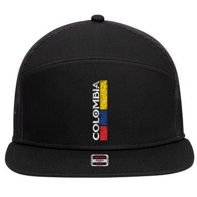 Colombia National Soccer Team Pride Flag Colombian Gift 7 Panel Mesh Trucker Snapback Hat