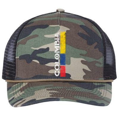 Colombia National Soccer Team Pride Flag Colombian Gift Retro Rope Trucker Hat Cap