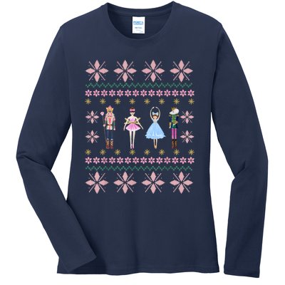 Christmas Nutcracker Squad Ballet Dance Funny Xmas Holiday Ladies Long Sleeve Shirt