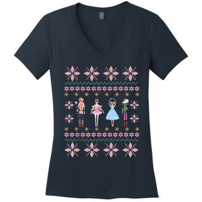 Christmas Nutcracker Squad Ballet Dance Funny Xmas Holiday Women's V-Neck T-Shirt