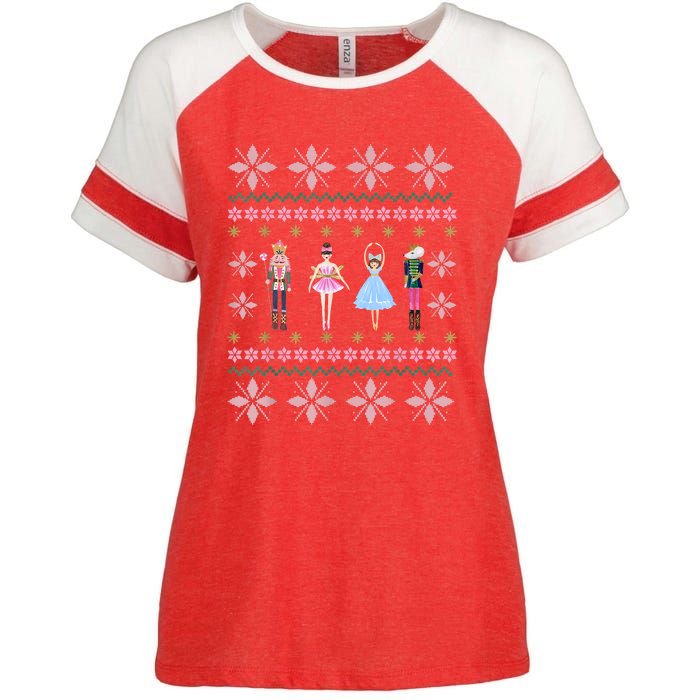 Christmas Nutcracker Squad Ballet Dance Funny Xmas Holiday Enza Ladies Jersey Colorblock Tee