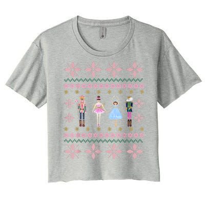 Christmas Nutcracker Squad Ballet Dance Funny Xmas Holiday Women's Crop Top Tee