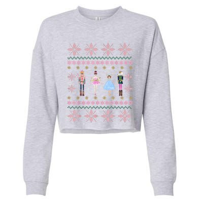 Christmas Nutcracker Squad Ballet Dance Funny Xmas Holiday Cropped Pullover Crew