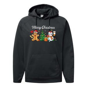 Christmas Nurse Squad Snowman Gingerbread Nicu Icu Rn Nurses Performance Fleece Hoodie