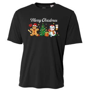 Christmas Nurse Squad Snowman Gingerbread Nicu Icu Rn Nurses Cooling Performance Crew T-Shirt