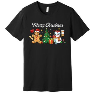 Christmas Nurse Squad Snowman Gingerbread Nicu Icu Rn Nurses Premium T-Shirt