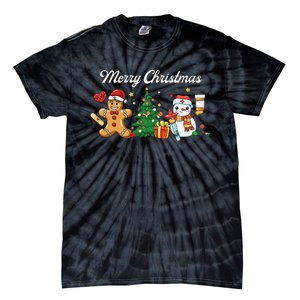 Christmas Nurse Squad Snowman Gingerbread Nicu Icu Rn Nurses Tie-Dye T-Shirt