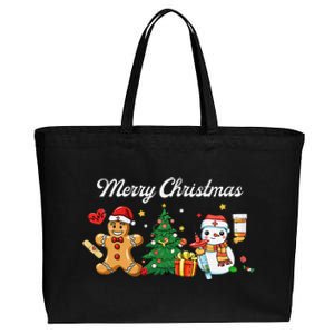 Christmas Nurse Squad Snowman Gingerbread Nicu Icu Rn Nurses Cotton Canvas Jumbo Tote