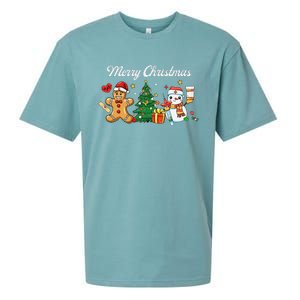 Christmas Nurse Squad Snowman Gingerbread Nicu Icu Rn Nurses Sueded Cloud Jersey T-Shirt