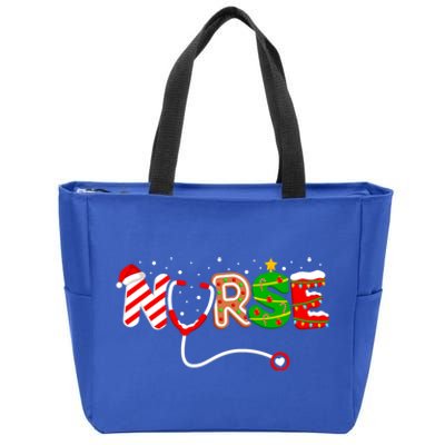 Christmas Nurse Santa Elf Rn Nicu Er Nursing Squad Gift Zip Tote Bag