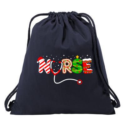 Christmas Nurse Santa Elf Rn Nicu Er Nursing Squad Gift Drawstring Bag