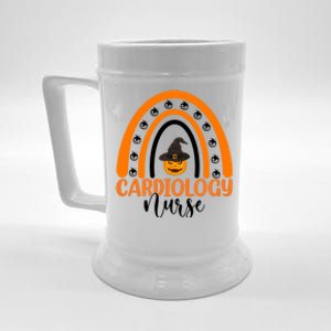 Cardiology Nurse Spooky Halloween Pumpkin Rainbow Nursing Funny Gift Beer Stein