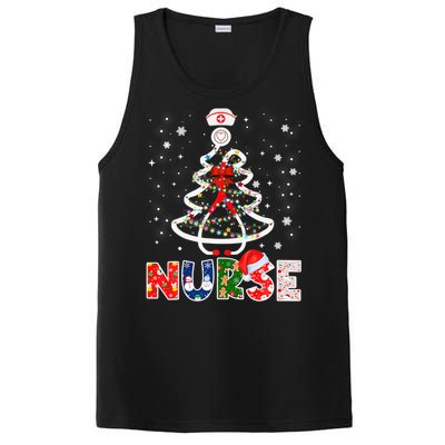 Christmas Nurse Stethoscope Tree Lights Scrub Nursing Xmas Gift PosiCharge Competitor Tank