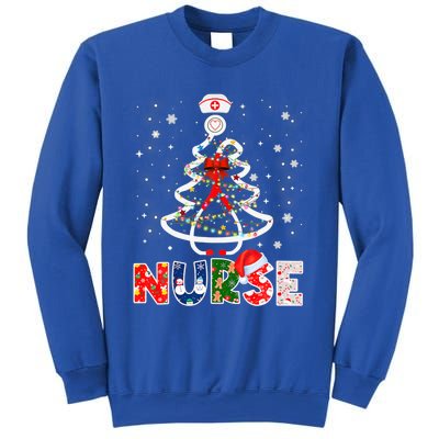 Christmas Nurse Stethoscope Tree Lights Scrub Nursing Xmas Gift Sweatshirt