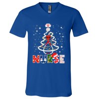 Christmas Nurse Stethoscope Tree Lights Scrub Nursing Xmas Gift V-Neck T-Shirt