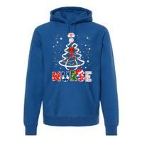 Christmas Nurse Stethoscope Tree Lights Scrub Nursing Xmas Gift Premium Hoodie