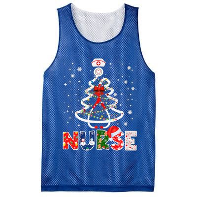 Christmas Nurse Stethoscope Tree Lights Scrub Nursing Xmas Gift Mesh Reversible Basketball Jersey Tank