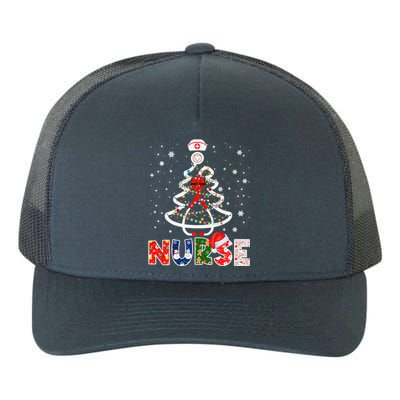 Christmas Nurse Stethoscope Tree Lights Scrub Nursing Xmas Gift Yupoong Adult 5-Panel Trucker Hat